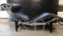 90s Bauhaus-inspired chaise longue in black leather