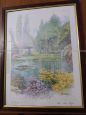 Watercolor with lake landscape signed M. Marten