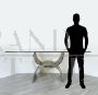 Steel, brass and glass dining table, Italy 1970s