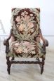 Antique walnut throne armchair from the early 18th century