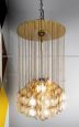 Chandelier with mother-of-pearl and brass discs