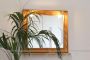Vintage bamboo mirror with lights and shelf, Italy 1970s