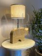 Rhinoceros table lamps by Fratelli Mannelli in travertine marble, 1970s