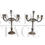 Pair of silver metal candelabras, 1980s