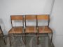Set of 6 stackable brown Mullca chairs with light wood seat, 1960s