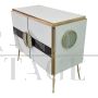 Small sideboard cabinet with 2 doors in black and white glass