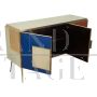 Three-door sideboard in vintage style multicolored glass