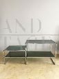 Double vintage console in chromed metal and smoked glass, Italy 1970s