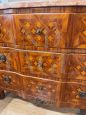 18th century dresser with rich inlays and marble top