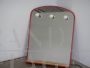 Vintage illuminated mirror in red metal with shelf, 1970s