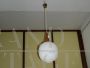 60s Scandinavian style pendant light in glass and teak wood