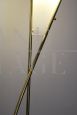 Vintage floor lamp with two intertwined stems in brass and glass
