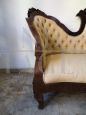Antique Louis Philippe 2-seater sofa with curved capitonné backrest