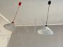 Pair of modern pendant lights in opaline glass, Italy 1970s