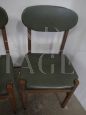 Set of 6 chairs in beech and green imitation leather, 1950