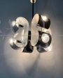 Reggiani chrome chandelier with 8 lights, Italian space age from the 70s