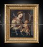 Antique oil painting on canvas depicting the Madonna and Child