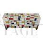 Mondrian style glass sideboard with fish-shaped handles
