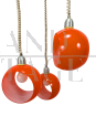 Pair of vintage orange glass pendant lamps, 1970s
