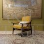 Mid-Century Scandinavian yellow bouclé armchair