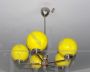 1960s mid-century chandelier with 5 yellow spheres