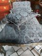 Antique Louis XIV settee daybed upholstered in blue San Leucio silk