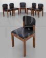 Set of 6 chairs designed by Silvio Coppola for Bernini in black leather