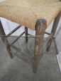 Vintage wooden stool with straw seat, 1960s