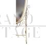 Adjustable oval floor mirror in ivory-colored metal