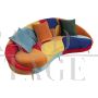 Glamorous curved multicolor color block three seater sofa