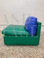 Zanotta armchair in green and blue eco-leather, 1980s