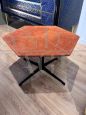 Vintage hexagonal coffee table with cognac alcantara top