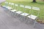 Set of 8 folding chairs in iron and white wood, 1960s