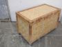 Vintage bamboo rattan trunk with wheels, 1970s