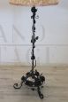 Art Nouveau floor lamp in wrought iron with floral motif
