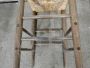 Vintage wooden stool with straw seat, 1960s