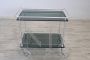Vintage chromed food trolley with smoked glass tops, 1980s