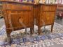 Pair of mid-18th century bedside tables with neoclassical inlays