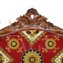 Antique Italian sofa from the mid-19th century in red fabric with floral decorations