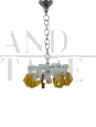 Chandelier with stems in transparent and amber Murano glass, 1970s