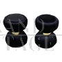 Pair of hourglass ottomans stools in black velvet