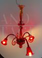 Rare vintage red Murano glass chandelier