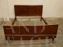 Vintage double bed in herringbone rosewood with brass details, 1960s