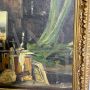 Antique painting depicting a painter's studio, France 1850s