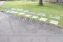 Set of 8 folding chairs in iron and white wood, 1960s