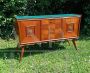 1950s sideboard with light blue glass top