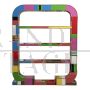 Art Deco style open bookcase in multicolored Murano glass                    
                            