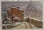 Snowy landscape, oil painting on cardboard, 20th century, signed