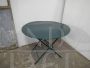 Round green iron garden table from the 70s