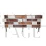White lacquered six-drawer dresser with walnut wood tiles
